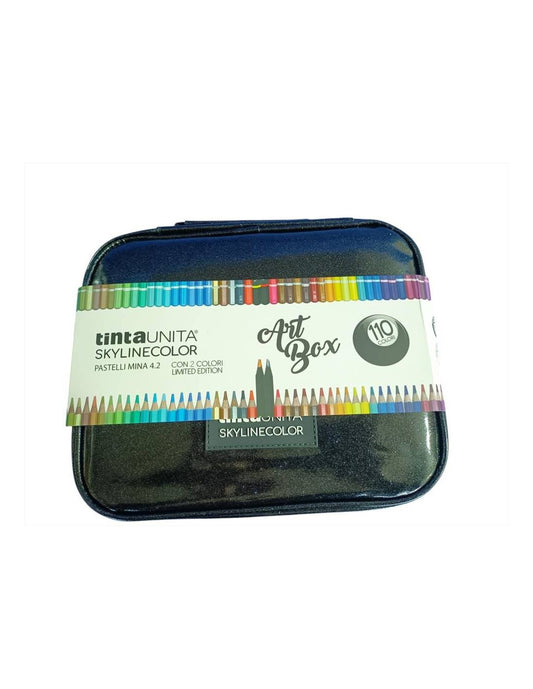 Astuccio Tinta Unita SkyLineColor Art Box 110 Colori Nero Glitter